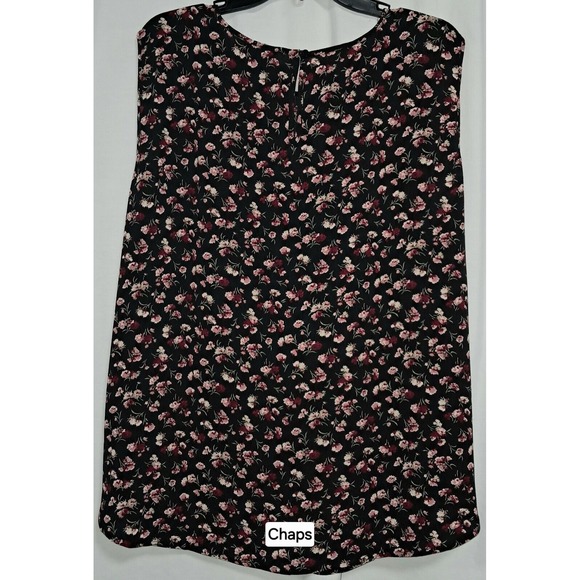 Chaps Blouse, 3X, Black Floral,‎ Sleeveless - Picture 1 of 7